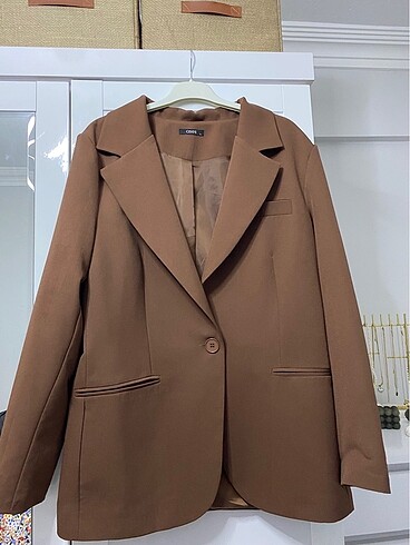l Beden kahverengi Renk Blazer takım