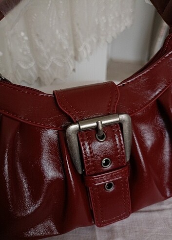 Sheinside Shein kemerli bordo kol çantası