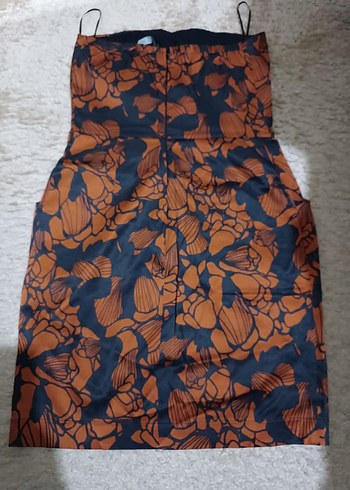 Desenli, straplez mini elbise - Görsel 3