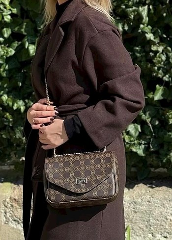 Stradivarius Kahverengi Kemerli Uzun Kaban - Görsel 2