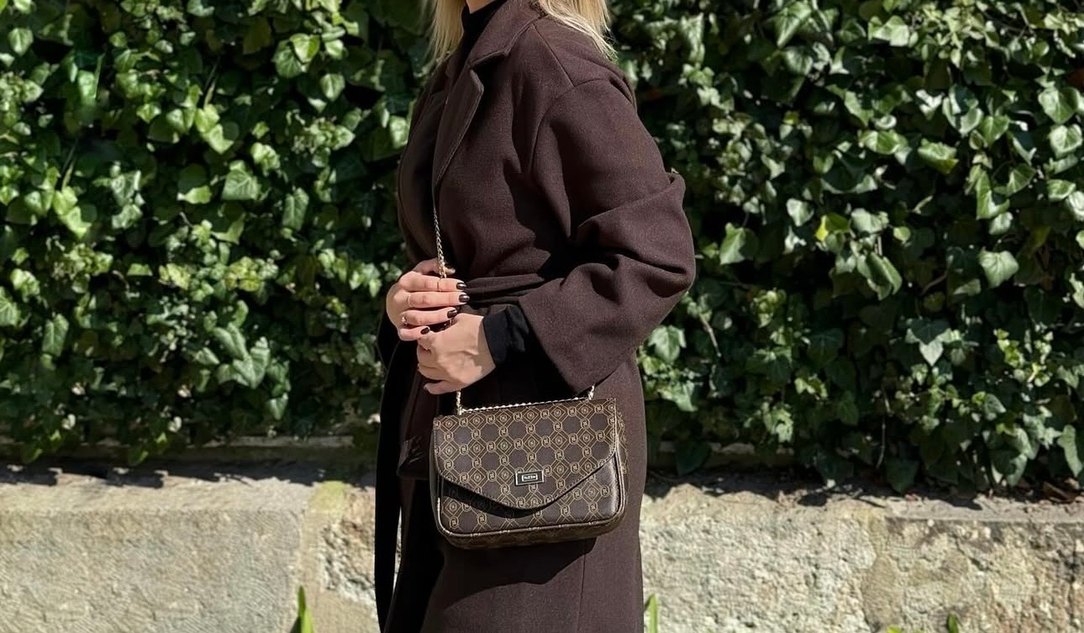 Stradivarius Kahverengi Kemerli Uzun Kaban - Görsel 2