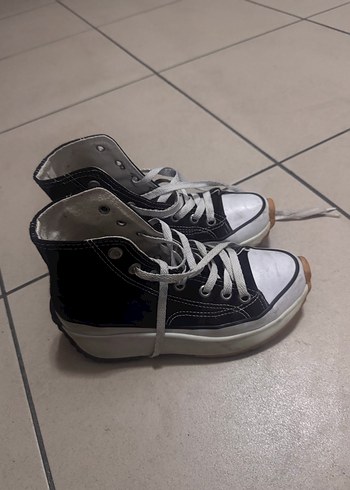 Siyah Gri Kadın Sneakers Stiletto Topuklu - Görsel 4