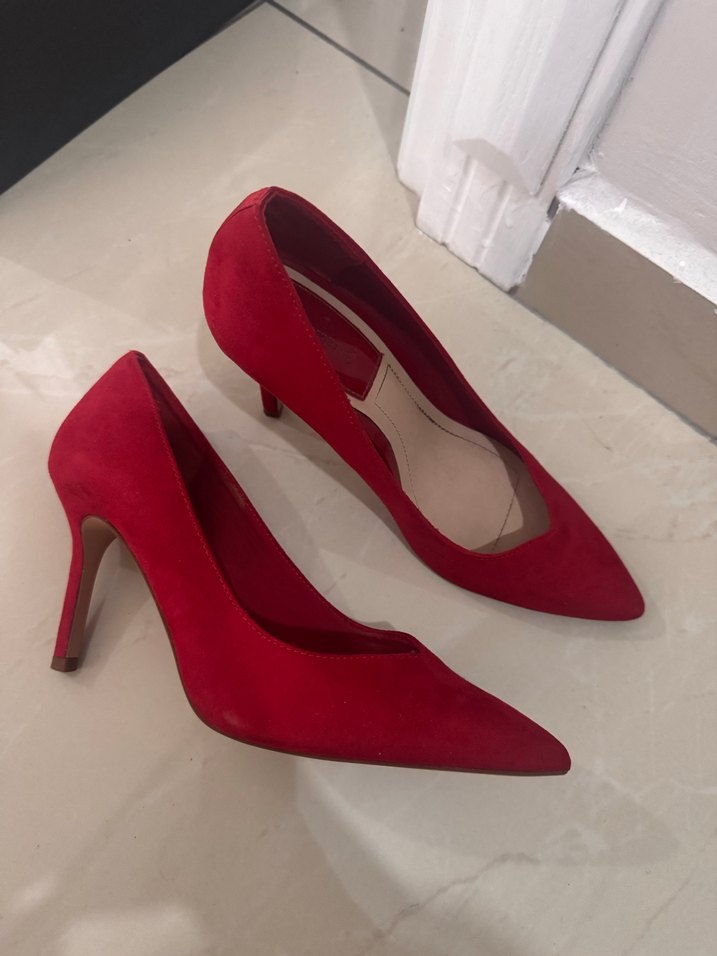 Kırmızı Süet Stiletto Kadın Ayakkabı - Görsel 3