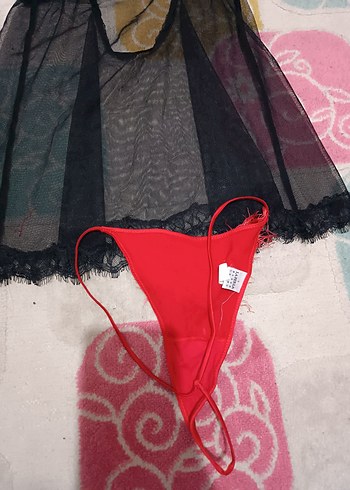 Victoria s Secret Kırmızı Nakışlı Gotik Tül Gecelik Takımı