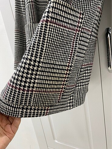 Ekose desenli kaşe ceket - Görsel 3