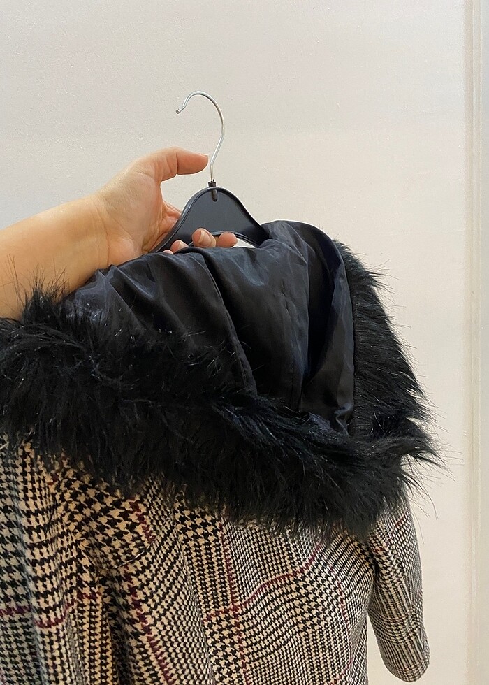 Ekose desenli kaşe ceket - Görsel 4