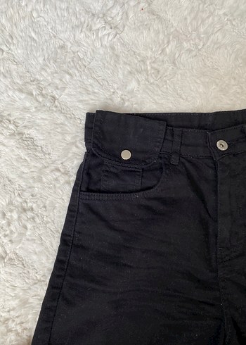 m Beden Siyah Rahat Kesim Mini Denim Şort