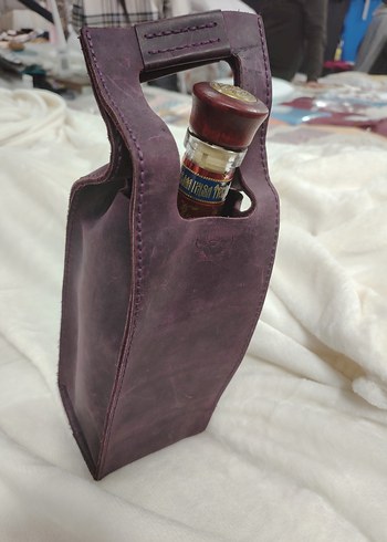 Bordo Deri Vintage İçecek Çantası - Görsel 2