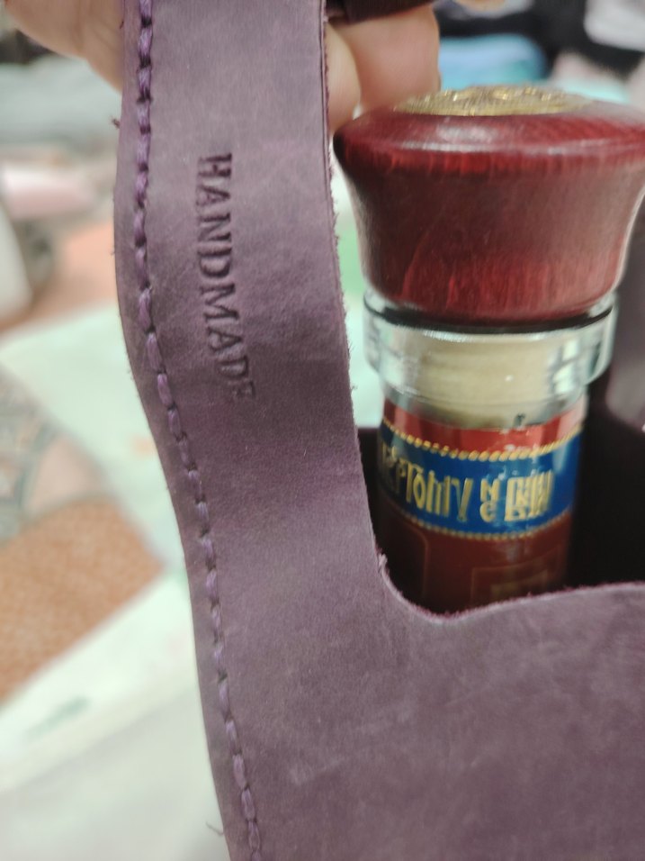 Bordo Deri Vintage İçecek Çantası - Görsel 3