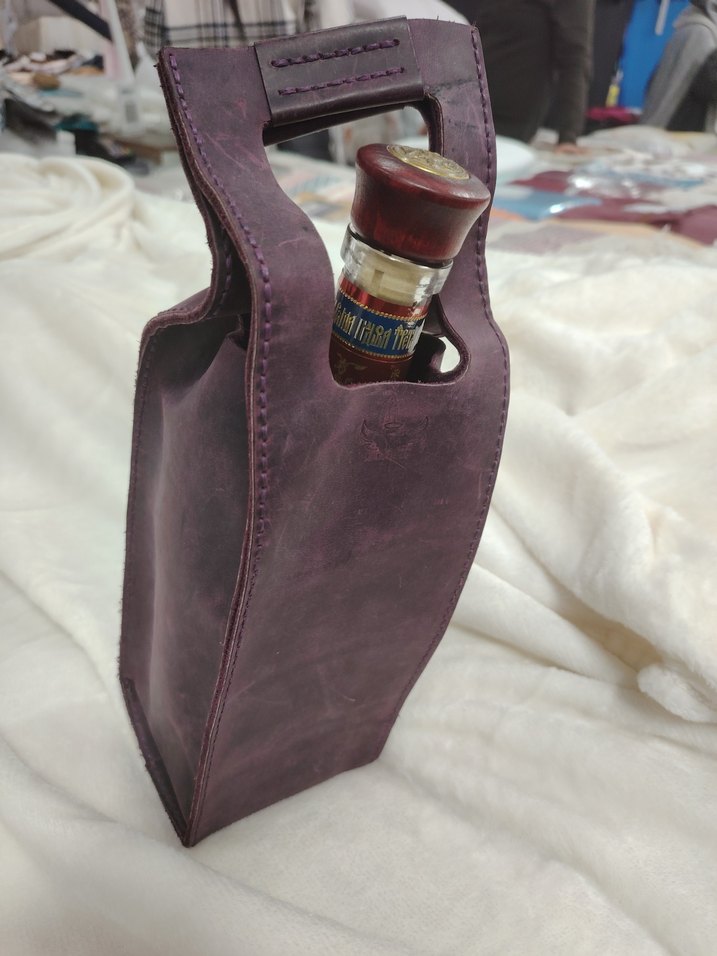 Bordo Deri Vintage İçecek Çantası - Görsel 2