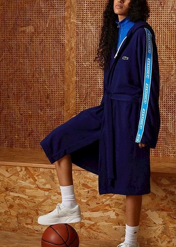 Lacoste Kapüşonlu Lacivert Bornoz - Görsel 3