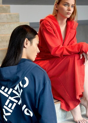 Kenzo Paris Marka Lacivert Kapüşonlu Bornoz - Görsel 2