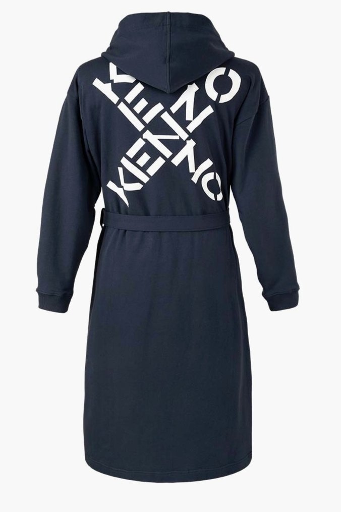 Kenzo Paris Marka Lacivert Kapüşonlu Bornoz - Görsel 4