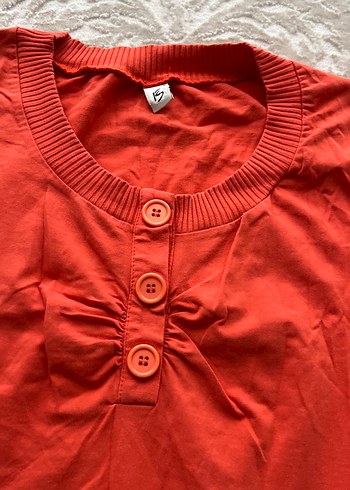 Kısa Kollu Kırmızı Midi Rahat Elbise - Görsel 2