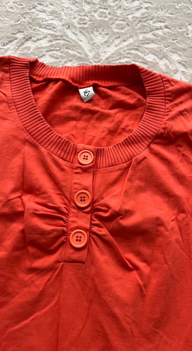 Kısa Kollu Kırmızı Midi Rahat Elbise - Görsel 2