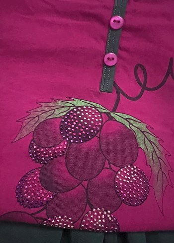 Bordo Desenli Kısa Kollu Kadın Pijama Takımı - Görsel 2