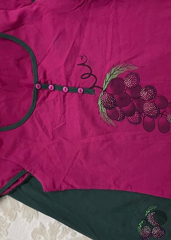 Bordo Desenli Kısa Kollu Kadın Pijama Takımı - Görsel 4