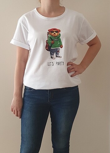 Pamuklu baskılı tshirt ve kapsonlu sweat