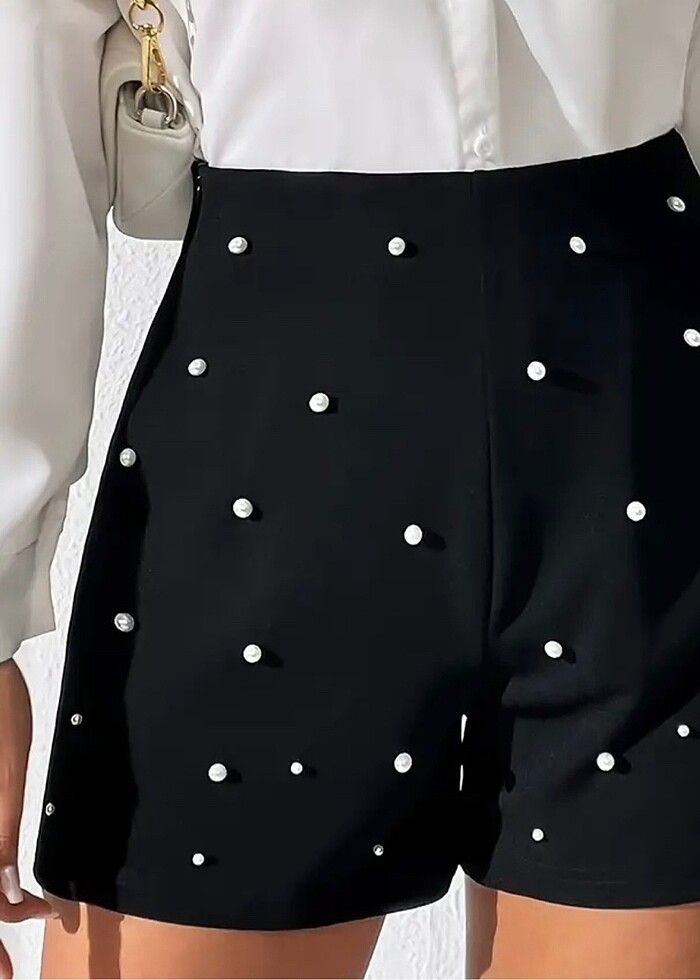 Temu inci işlemeli şort - Görsel 2