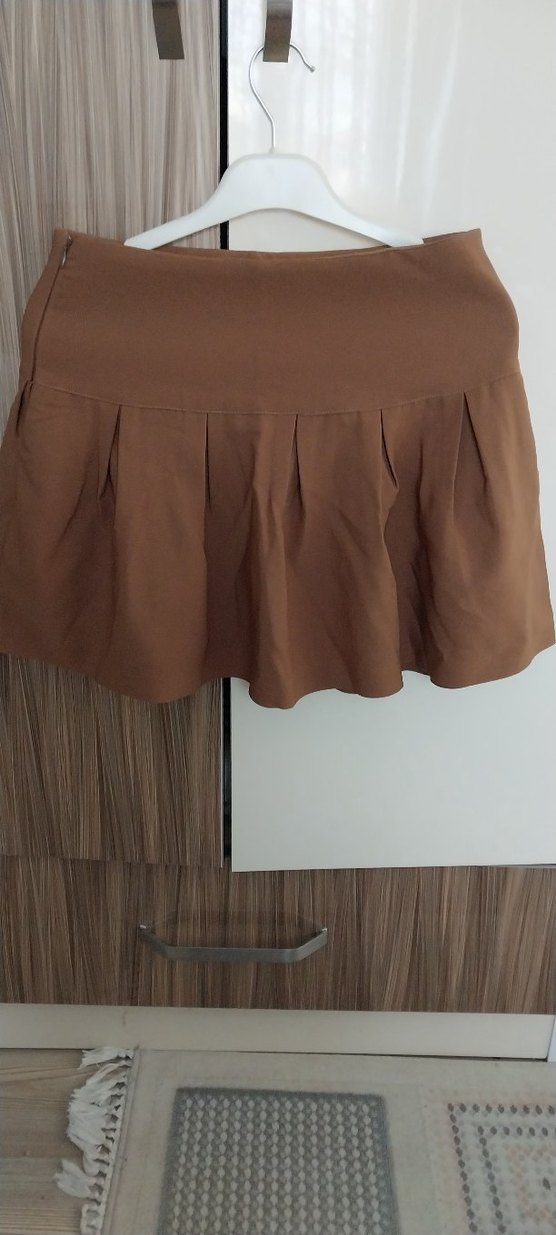 Kahverengi Pilili Mini Etek - Görsel 2