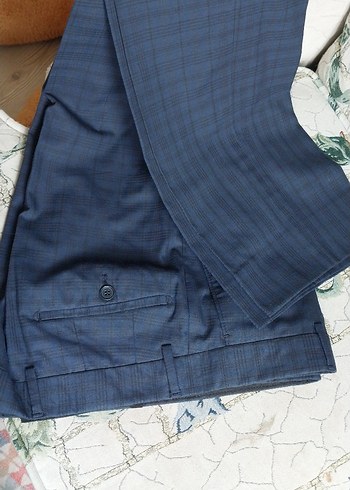 Düğmeli Erkek Klasik Mavi Takım Elbise Ceketi - Görsel 7