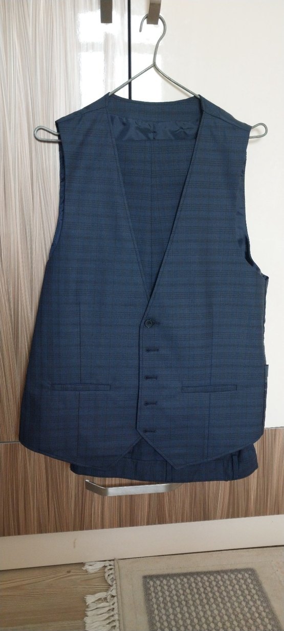 Düğmeli Erkek Klasik Mavi Takım Elbise Ceketi - Görsel 4