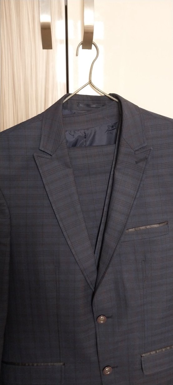 Düğmeli Erkek Klasik Mavi Takım Elbise Ceketi - Görsel 3