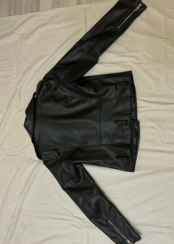 Zara Kadın Siyah Deri Biker Ceket - Görsel 6