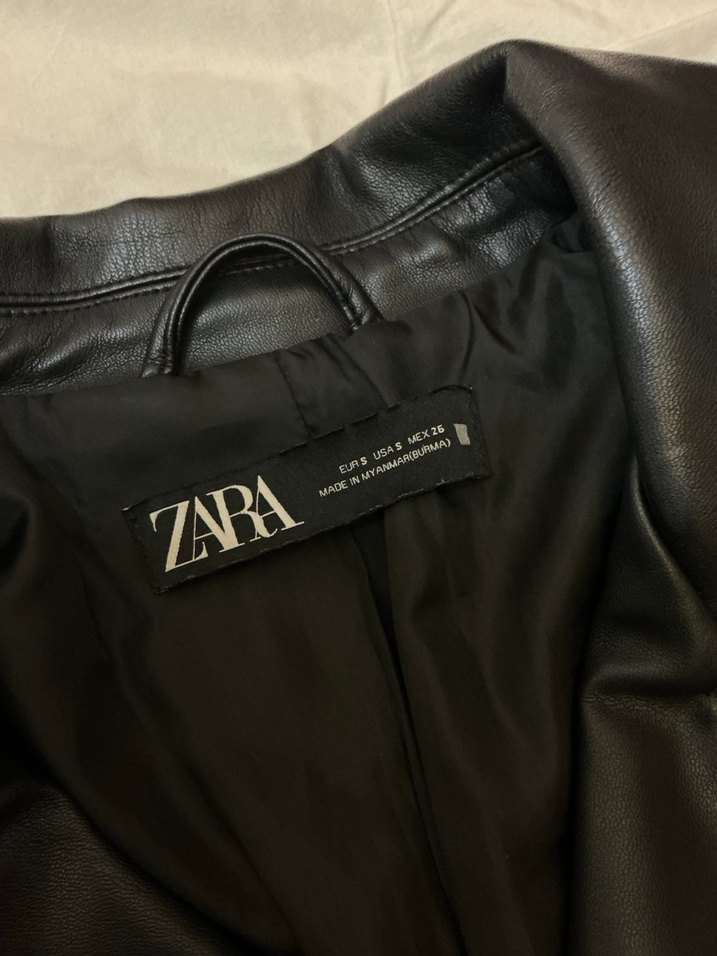 Zara Kadın Siyah Deri Biker Ceket - Görsel 2