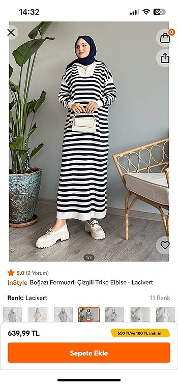Diğer Çizgili triko elbise