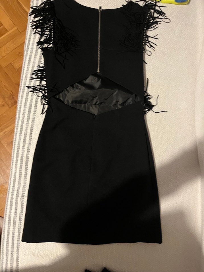 Mango Siyah Kolsuz püskül Detaylı mini Elbise - Görsel 4