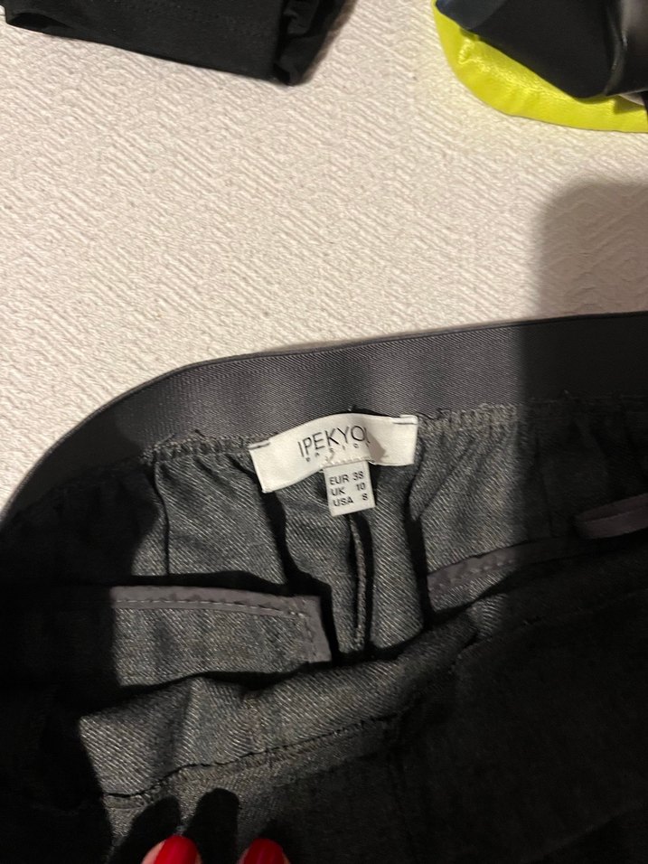 Gri Kadın Kumaş Pantolon lastikli - Görsel 2