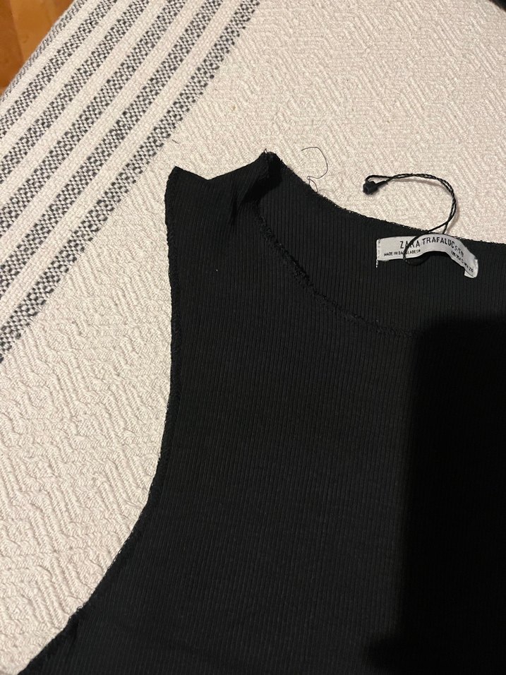 Siyah ZARA  Kolsuz Crop Top - Görsel 3