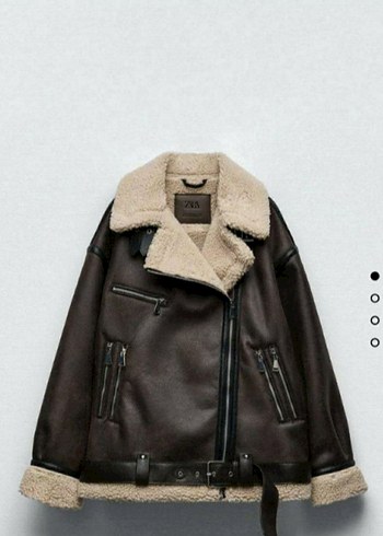 Zara zara orjinal Kahverengi Kürklü Deri süyet gorunumlu Kadın Ceket.