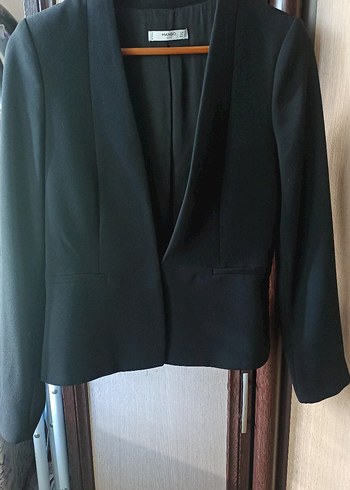 Kadın Siyah Düğmeli Ofis Blazer Ceket