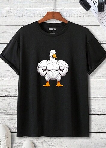 Kaslı Ördek Baskılı T-Shirt