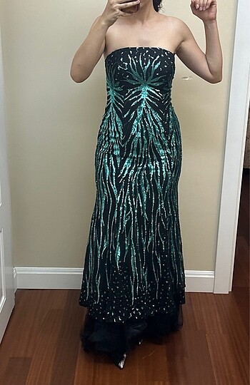 Su yeşili abiye pullu yeni - Görsel 3