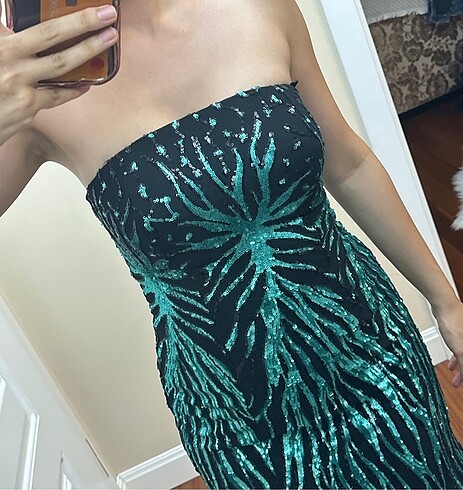 Su yeşili abiye pullu yeni - Görsel 4