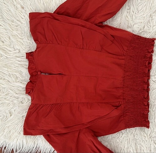 Zara kiremit rengi vatkalı bluz - Görsel 2