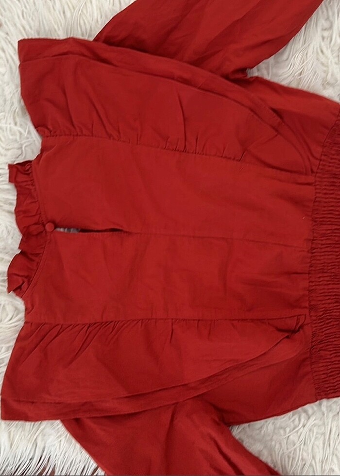 Zara kiremit rengi vatkalı bluz - Görsel 2