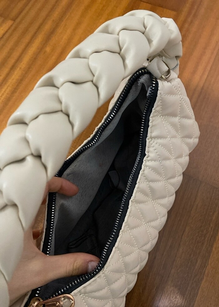 örgülü beyaz çanta - Görsel 4