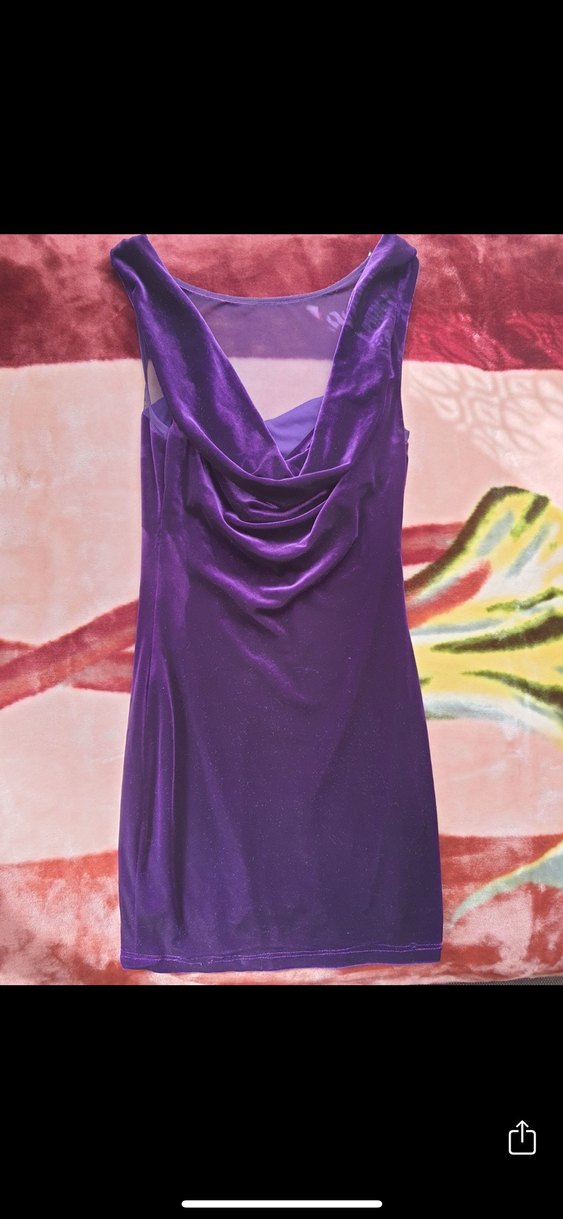 V Yaka Mor Mini Kadın Abiye Elbise - Görsel 2