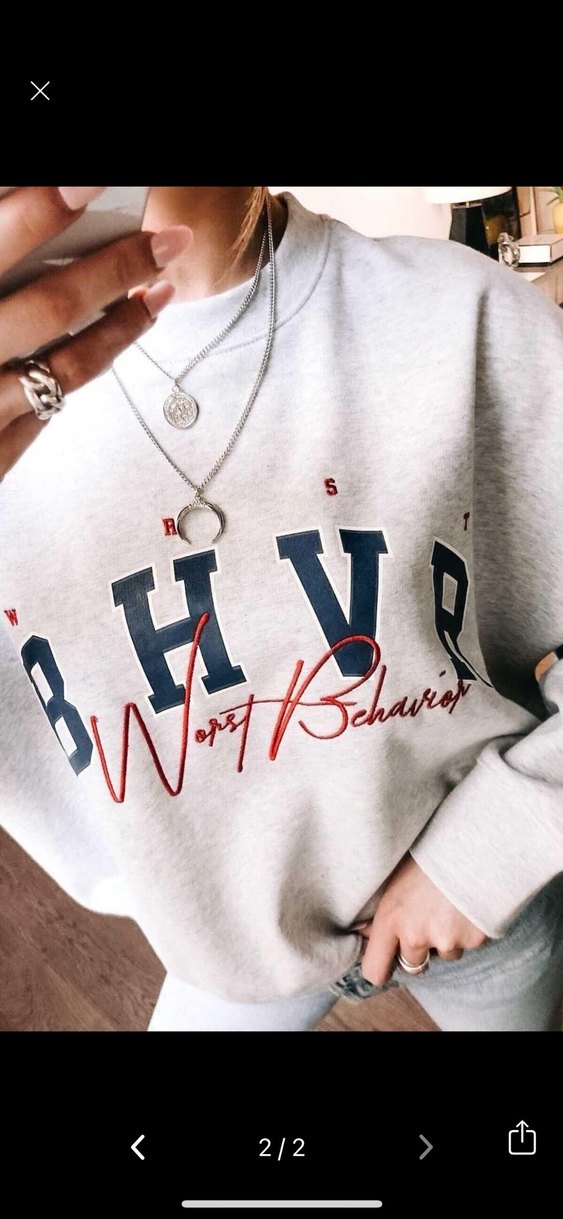 Gri Baskılı Oversize Sweatshirt - Görsel 2