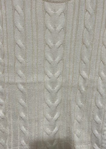 Beyaz Örgü Kolsuz Mini Kazak - Görsel 2