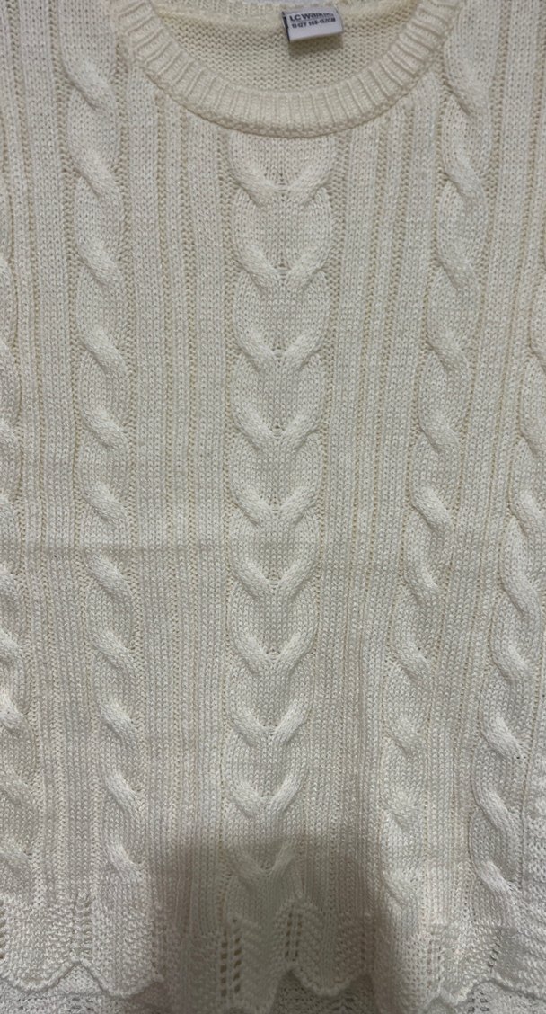 Beyaz Örgü Kolsuz Mini Kazak - Görsel 2