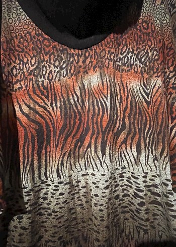 Desenli Uzun Kollu Yumuşak Kumaş bol oversize Tunik - Görsel 2