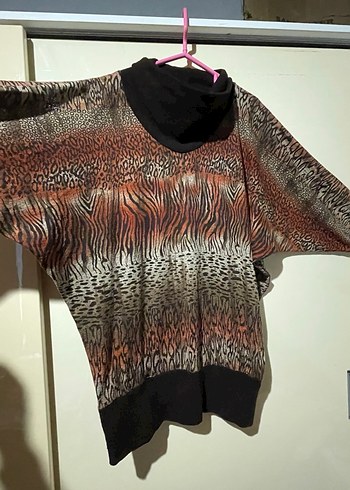 Desenli Uzun Kollu Yumuşak Kumaş bol oversize Tunik - Görsel 4