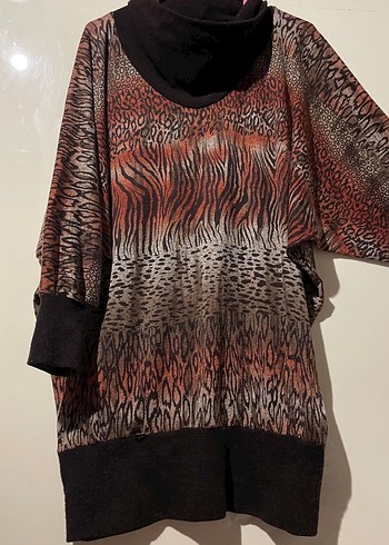 Desenli Uzun Kollu Yumuşak Kumaş bol oversize Tunik - Görsel 5