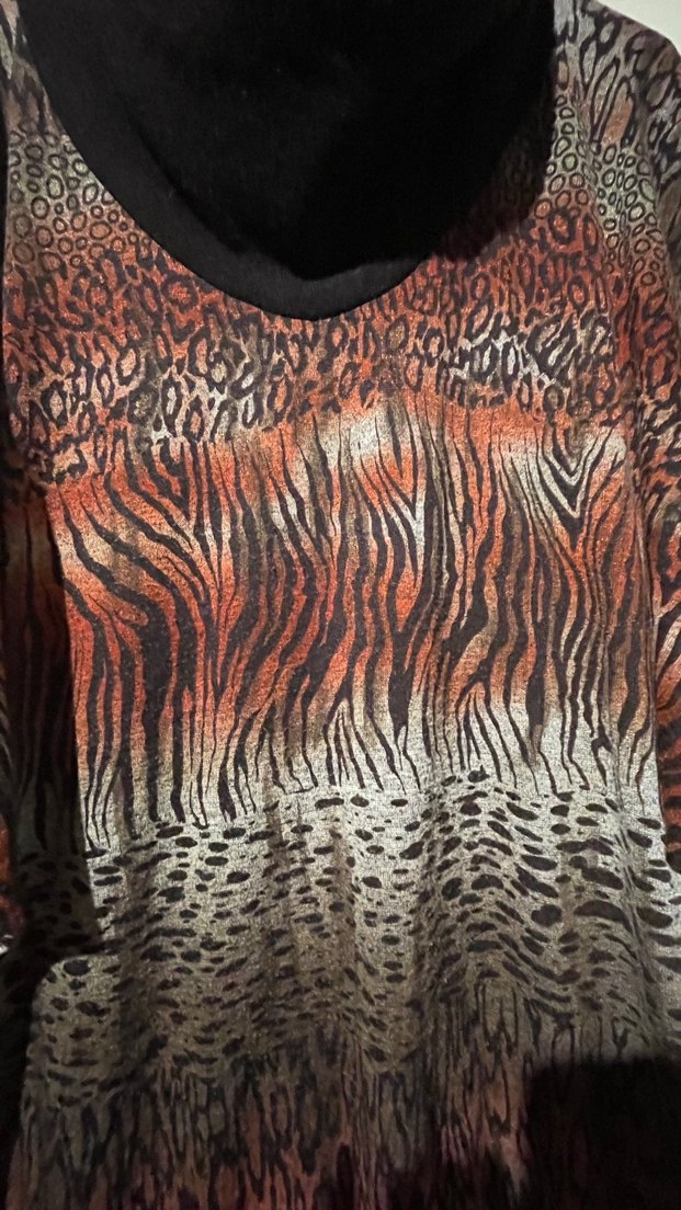 Desenli Uzun Kollu Yumuşak Kumaş bol oversize Tunik - Görsel 2