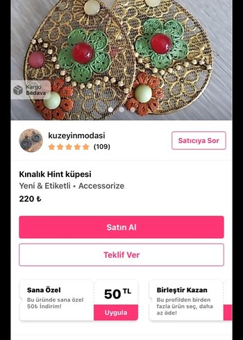 Beden küpe hint